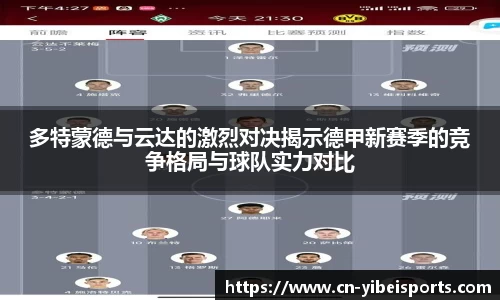 多特蒙德与云达的激烈对决揭示德甲新赛季的竞争格局与球队实力对比